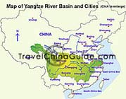 长江流域及城市地图